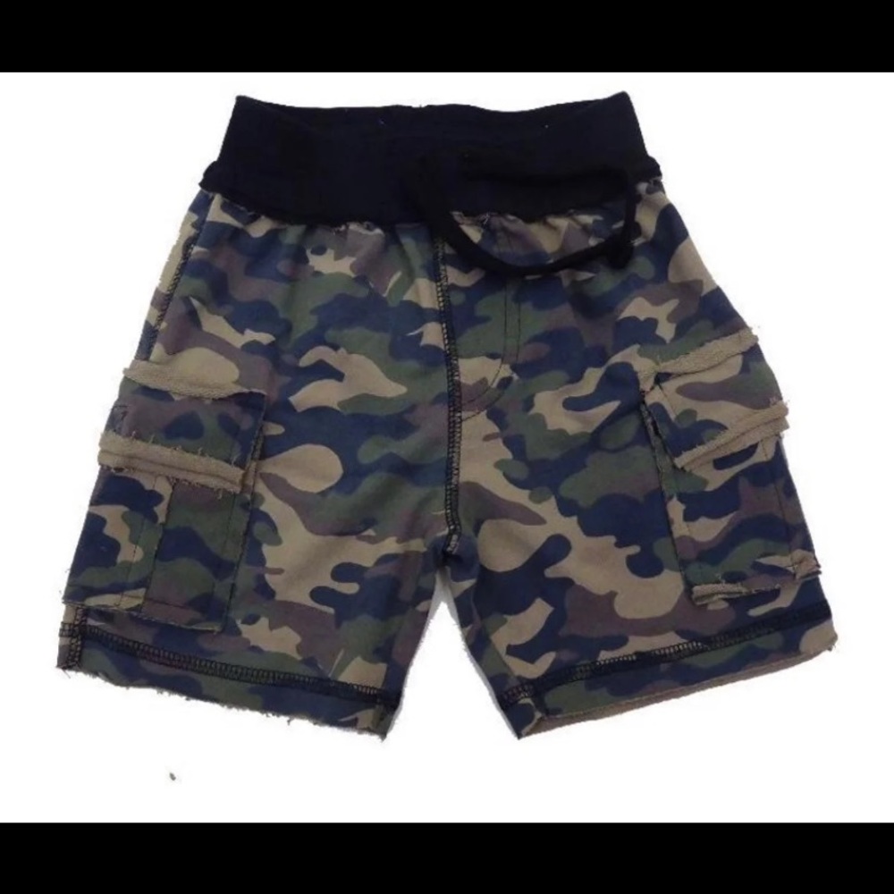 Mish Camo Cargo Shorts - Olive Camo (Mish Brand). Toddler shorts